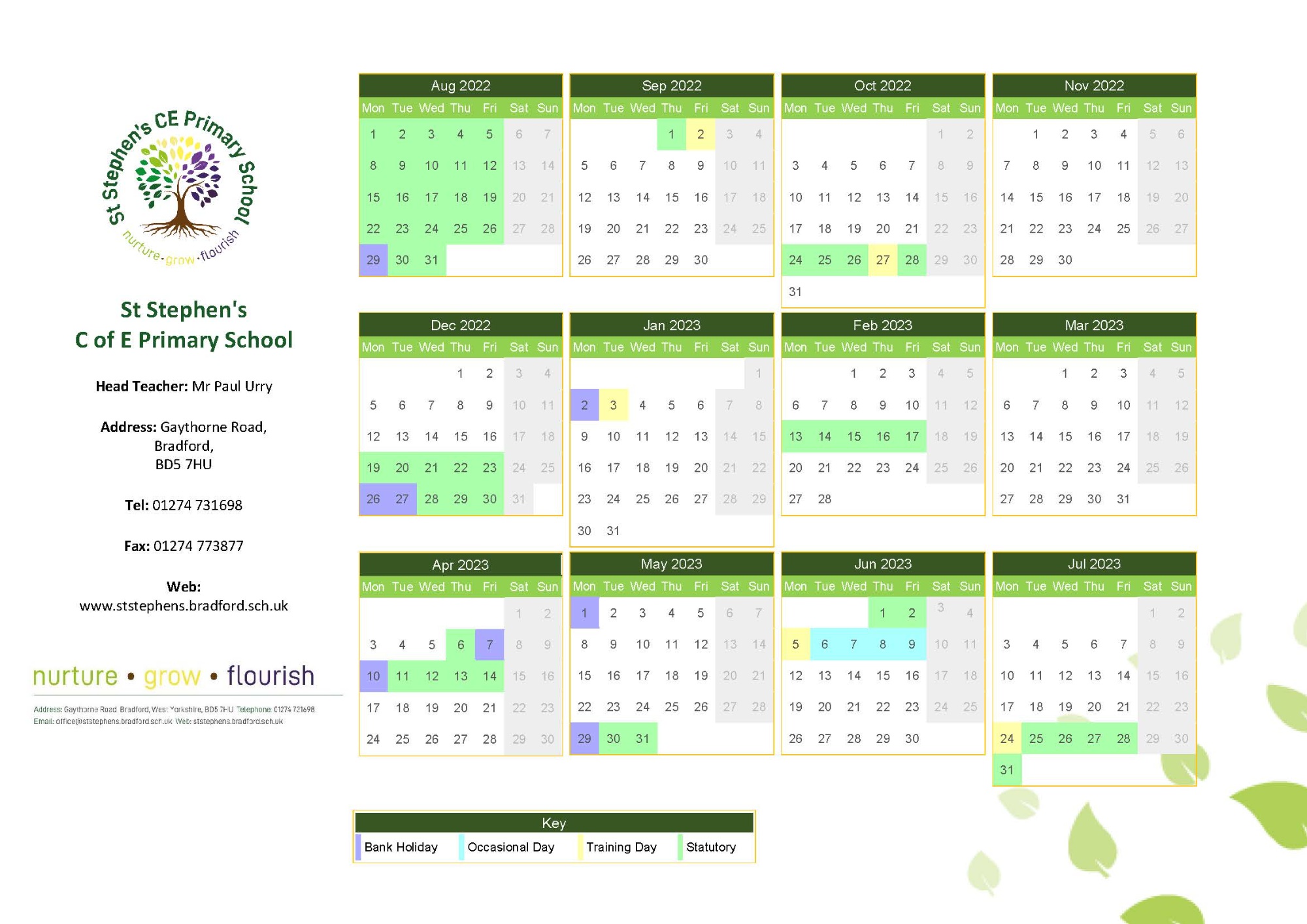 presentation primary school calendar